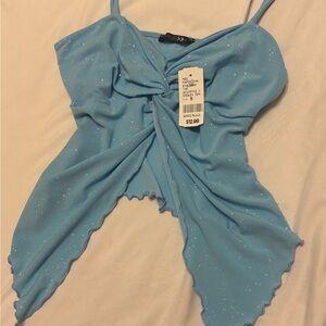 Elegant Blue Glitter Camisole Top